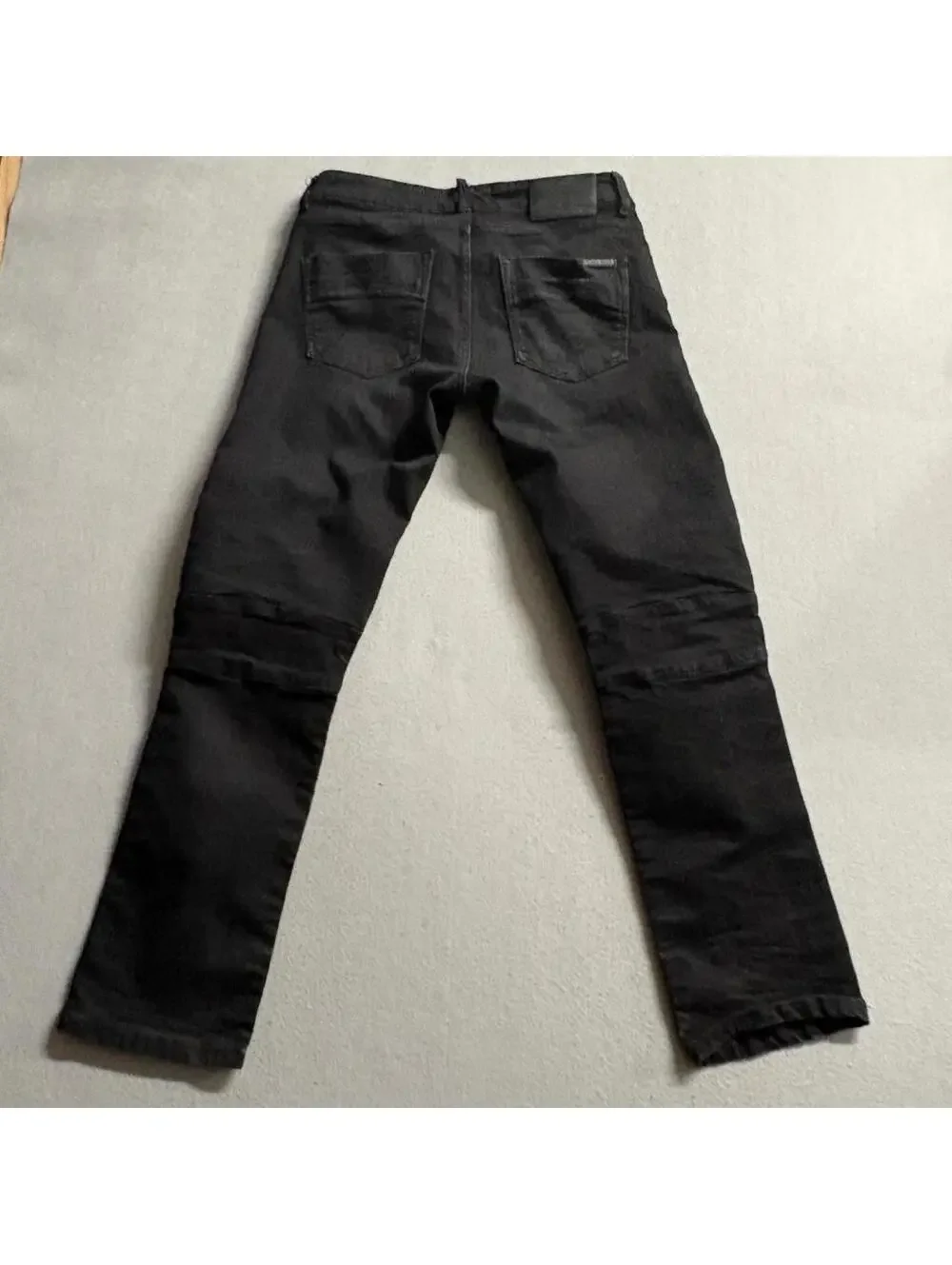 DML Jeans Mens 30x30 Black Moto Biker Denim Slim Straight Leg Pants